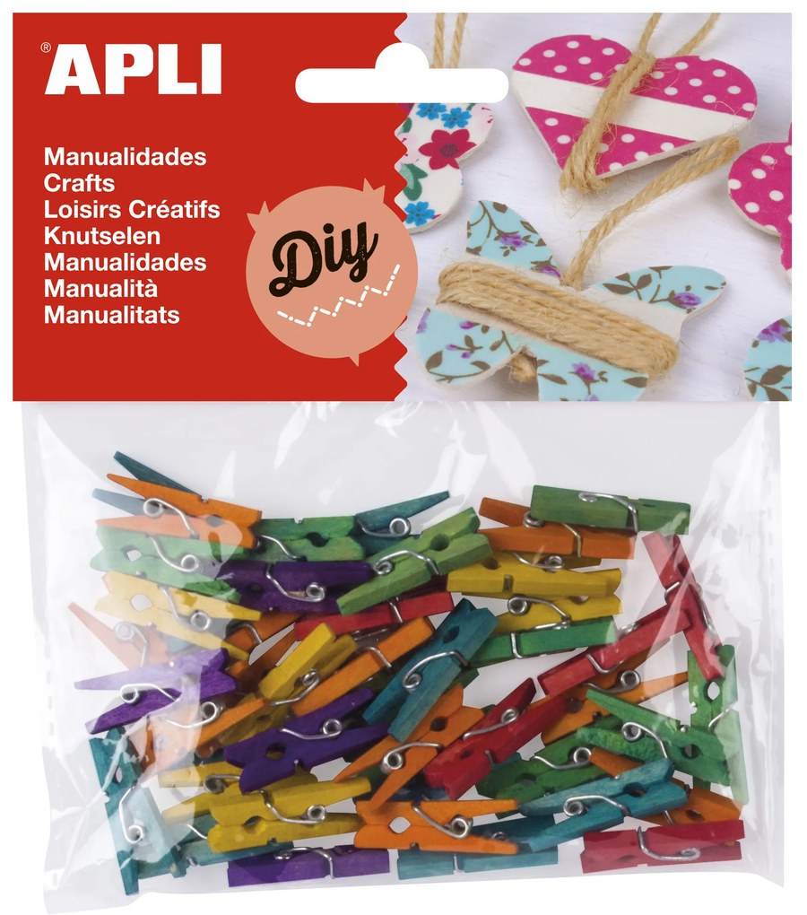 Kit Manualidades – Mini Molas Coloridas em Madeira – 45 Un. – Apli