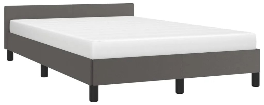 Estrutura de cama sem colchão 120x190cm couro do falso cinzento