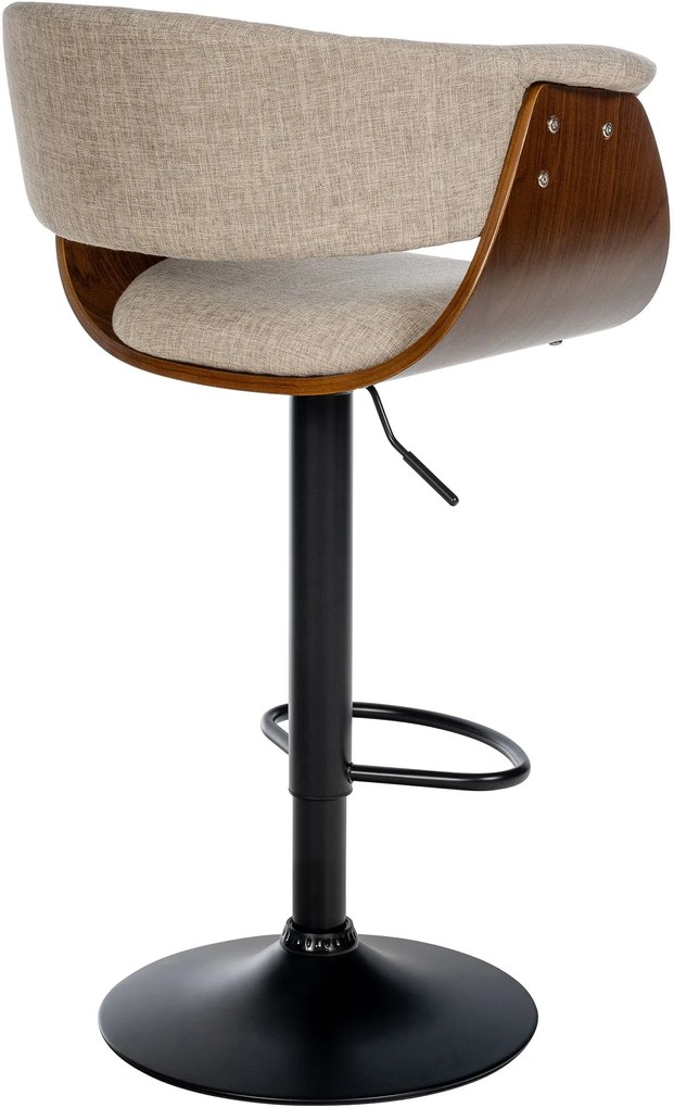 Banco alto em tecido 90-111 x 60 x 51 cm nogueira/creme