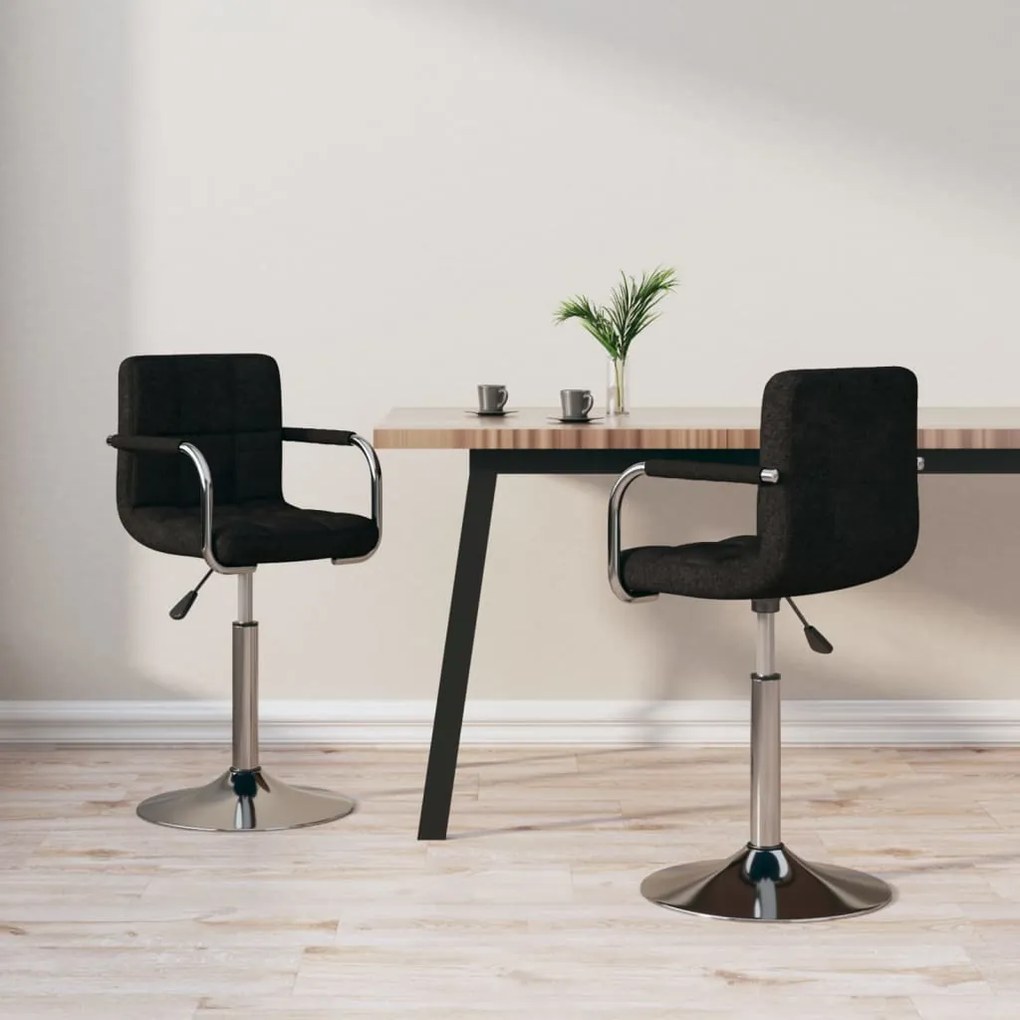 vidaXL Cadeiras de jantar giratórias 2 pcs tecido preto