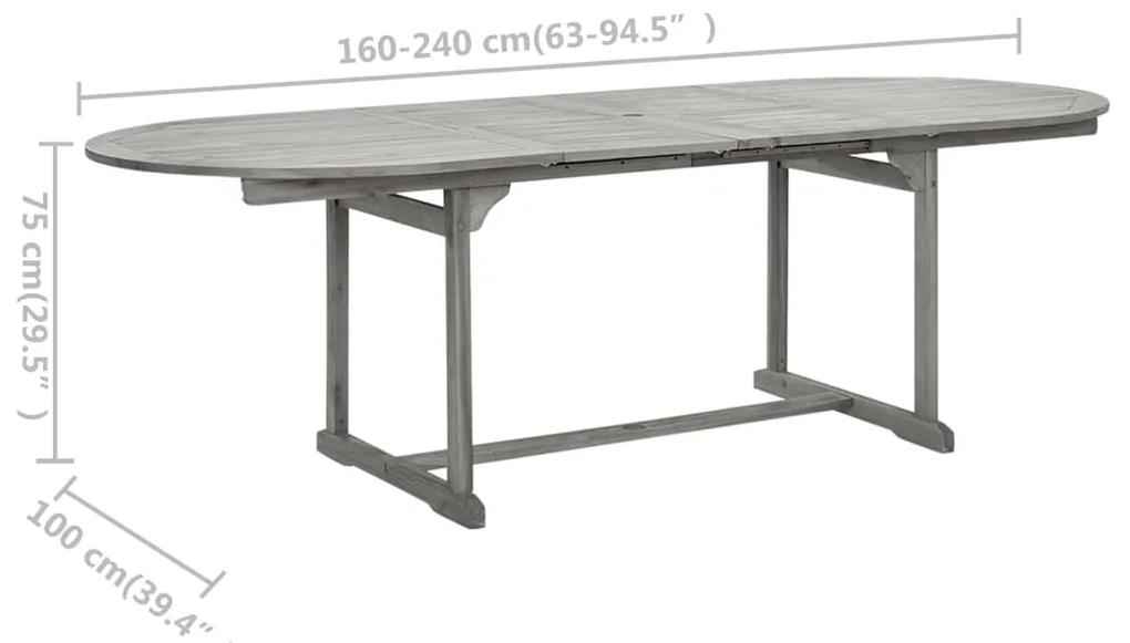 Mesa de jantar p/ jardim (160-240)x100x75 cm acácia maciça