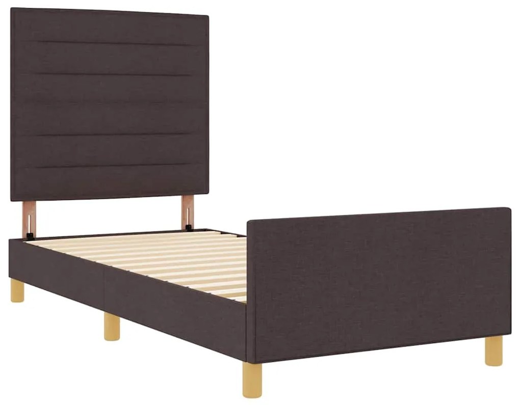 Cama vidaXL Marrom Escuro 90x200 cm Tecido