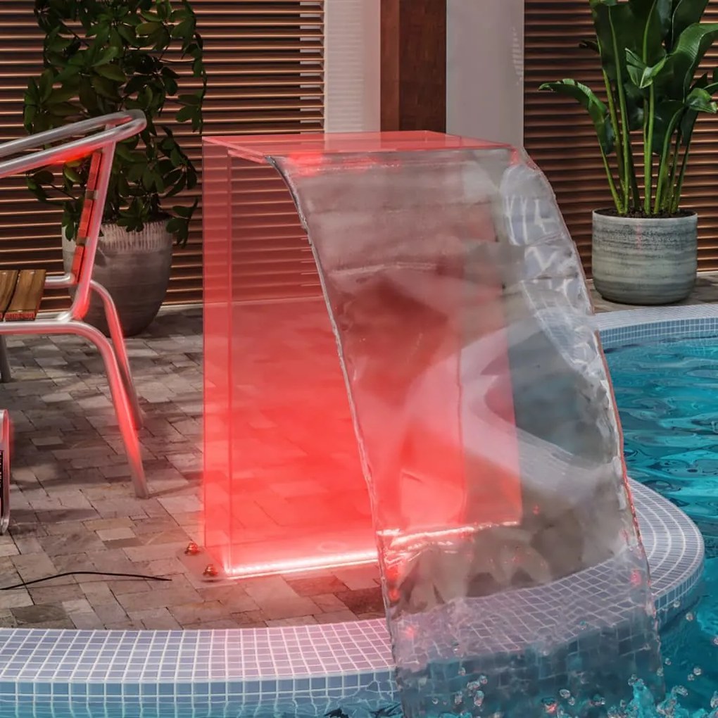 Fonte de piscina com luzes LED RGB 51 cm acrílico