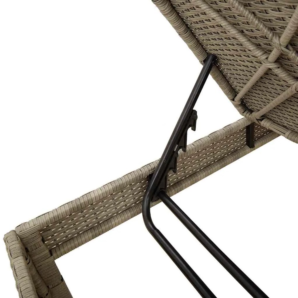 Espreguiçadeira almofadão 55x200x44cm vime PE cinzento-claro