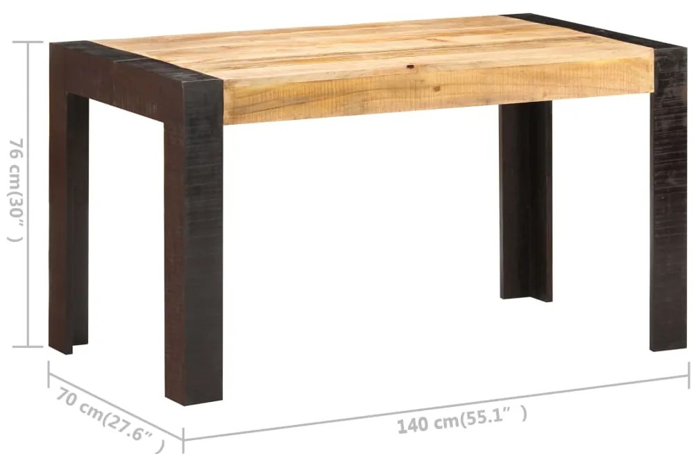 Mesa de jantar 140x70x76 cm madeira de mangueira áspera maciça
