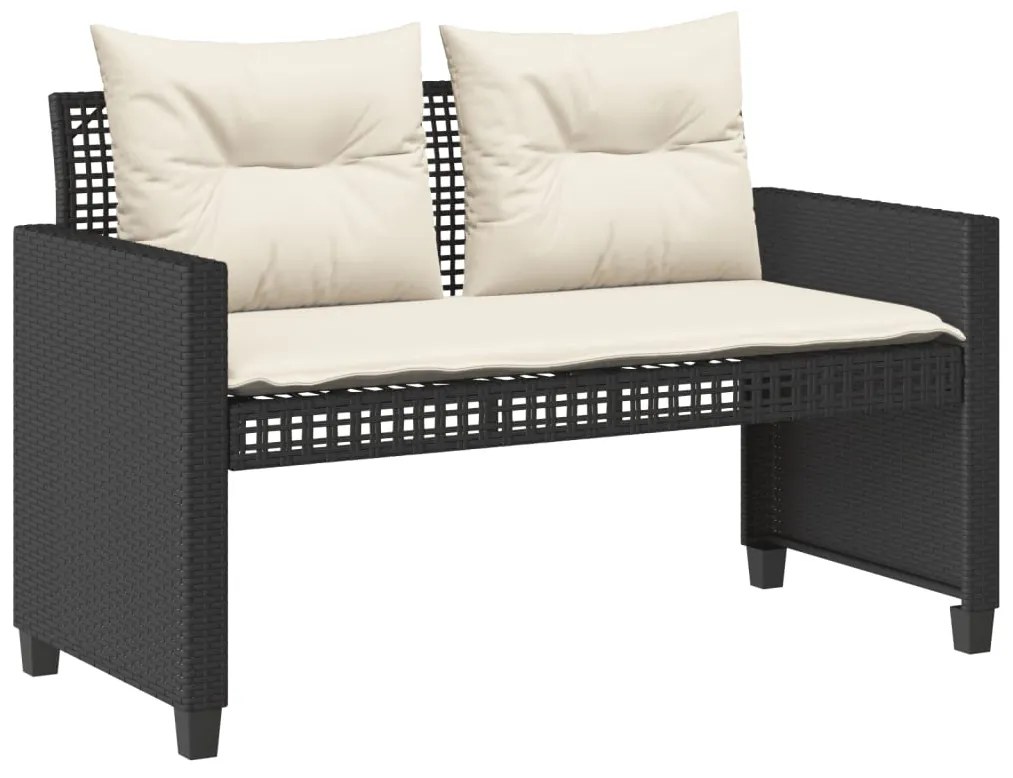 4 pcs conj. sofás p/ jardim c/ almofadões vime PE/vidro preto