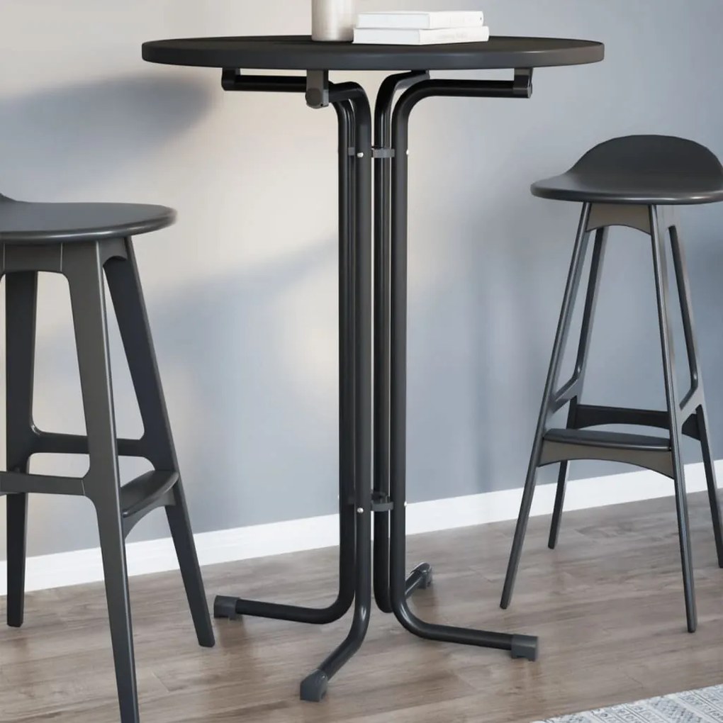 vidaXL Mesa de jantar Ø80x110 cm derivados de madeira e aço preto