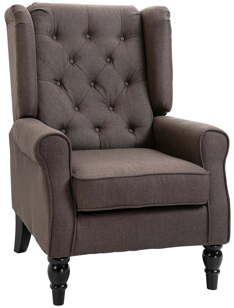 HOMCOM Poltrona de Sala de Estar Poltrona Moderna para Dormitório com Pés de Madeira Poltrona Individual 74x86x102 cm Marrom | Aosom Portugal