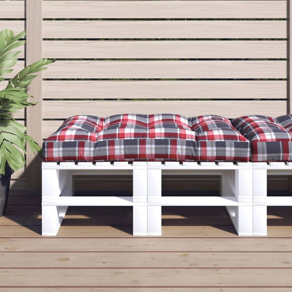 vidaXL Almofadão p/ sofá de paletes 120x80x12cm tecido xadrez vermelho
