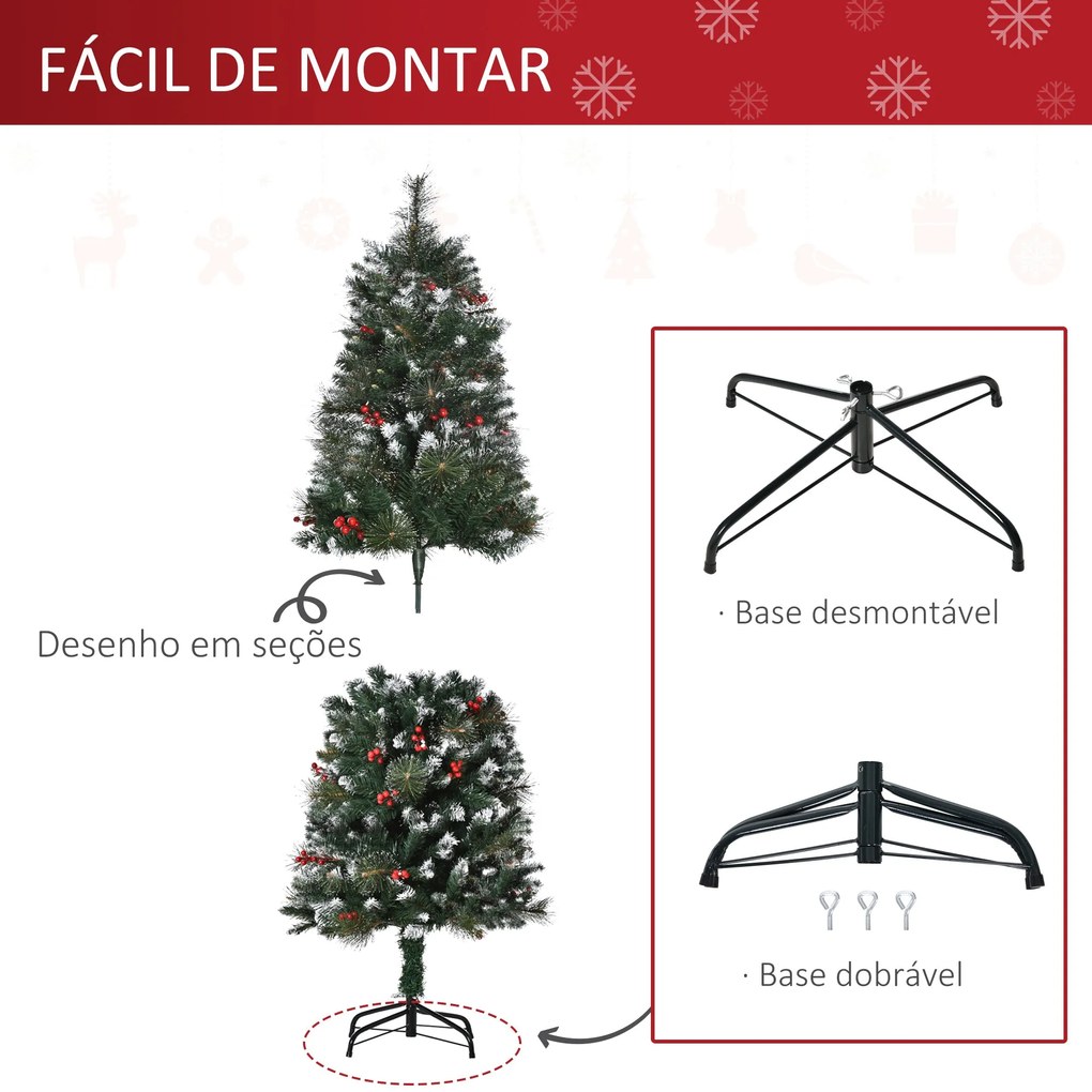 HOMCOM Árvore de Natal Artificial 150cm Ignífugo com 360 Ramos 38 Baga