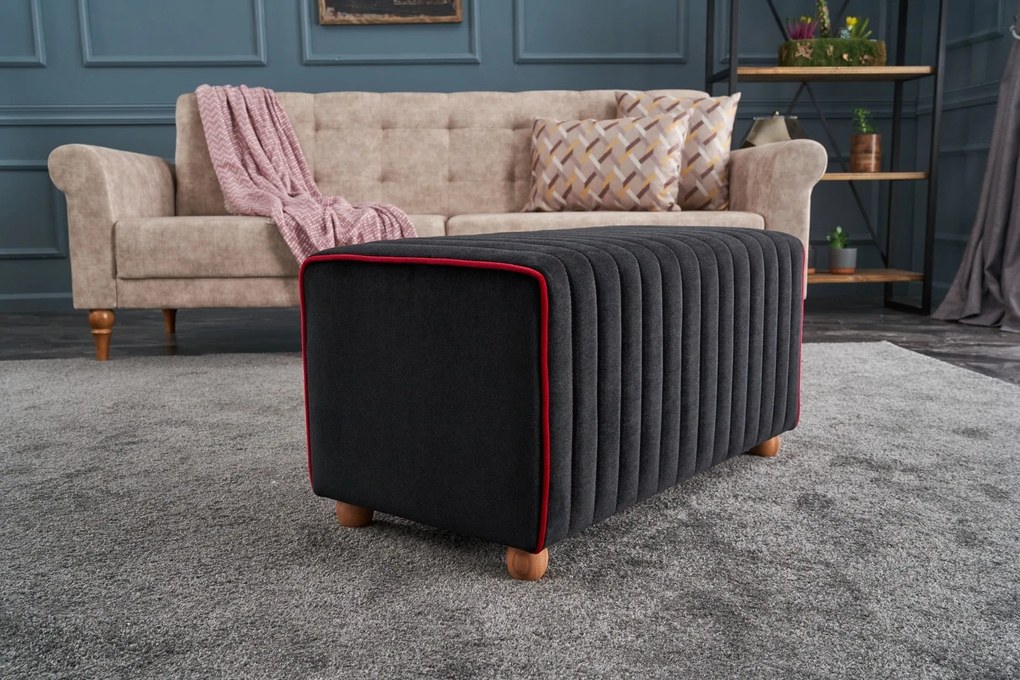 Pouffe Mabel – Anthracite/Pink – 80x40x40 cm