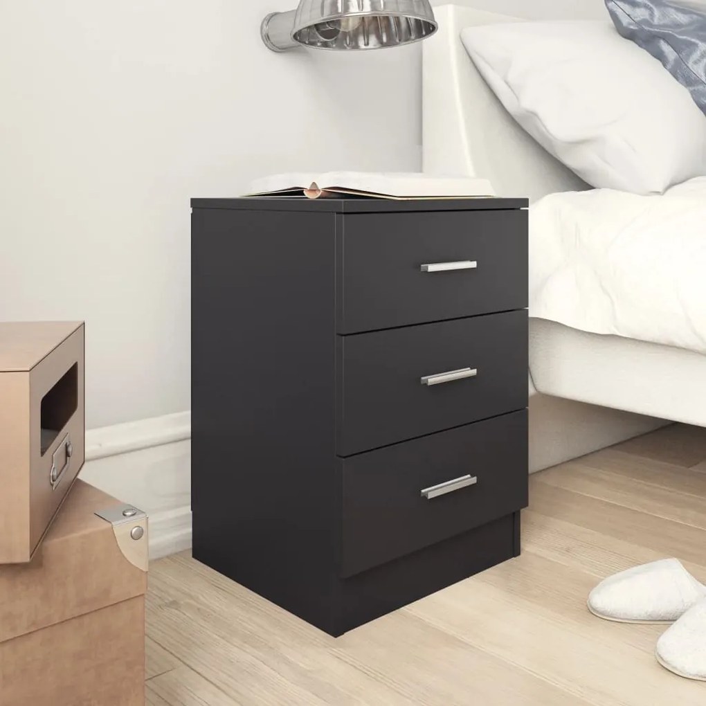 vidaXL Mesa de cabeceira 38x35x56 cm derivados de madeira preto