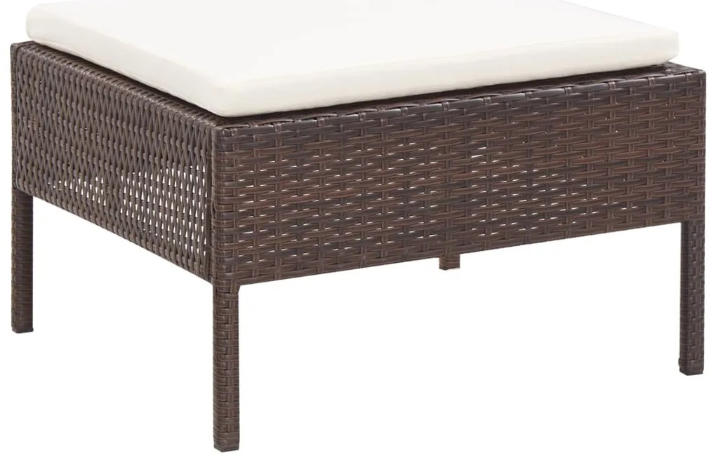3 pcs conjunto lounge jardim c/ almofadões vime PE castanho