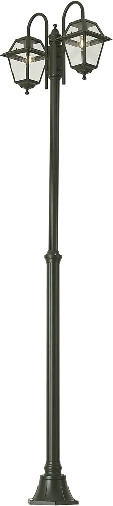 Lanterna de exterior clássica verde escura 235cm 2-luzes IP44 - Berta
