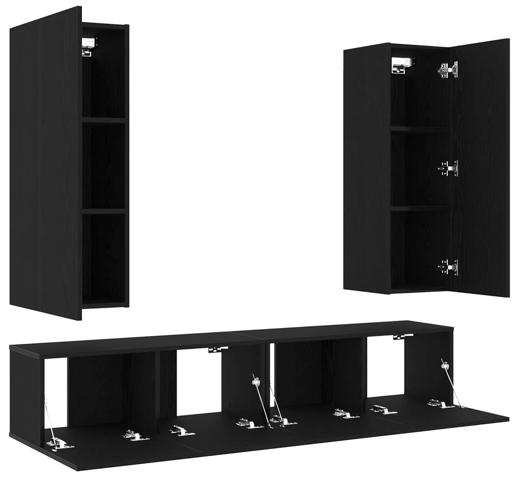 Conjunto de Estante de TV vidaXL com 4 Peças Montadas na Parede em Mad