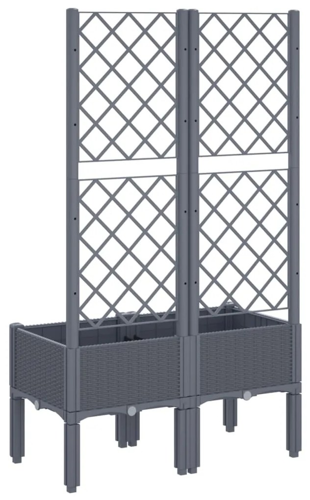 Vaso/floreira de jardim c/ treliça 80x40x142 cm PP cinzento azul