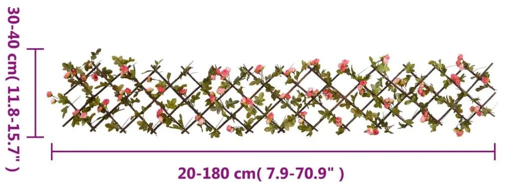  Treliça hera artificial extensível 5 pcs 180x20 cm rosa escuro