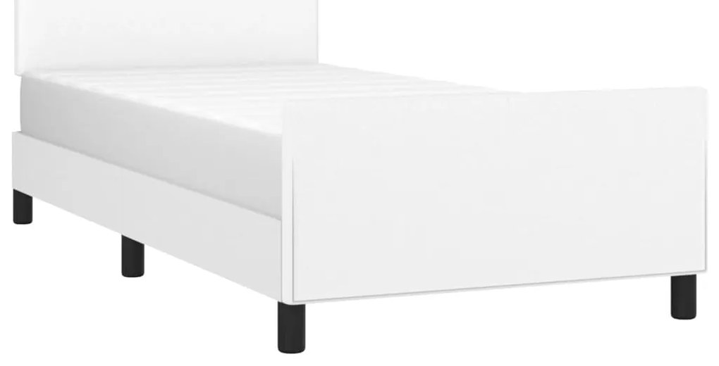 Estrutura de cama c/ cabeceira couro artificial 80x200cm branco