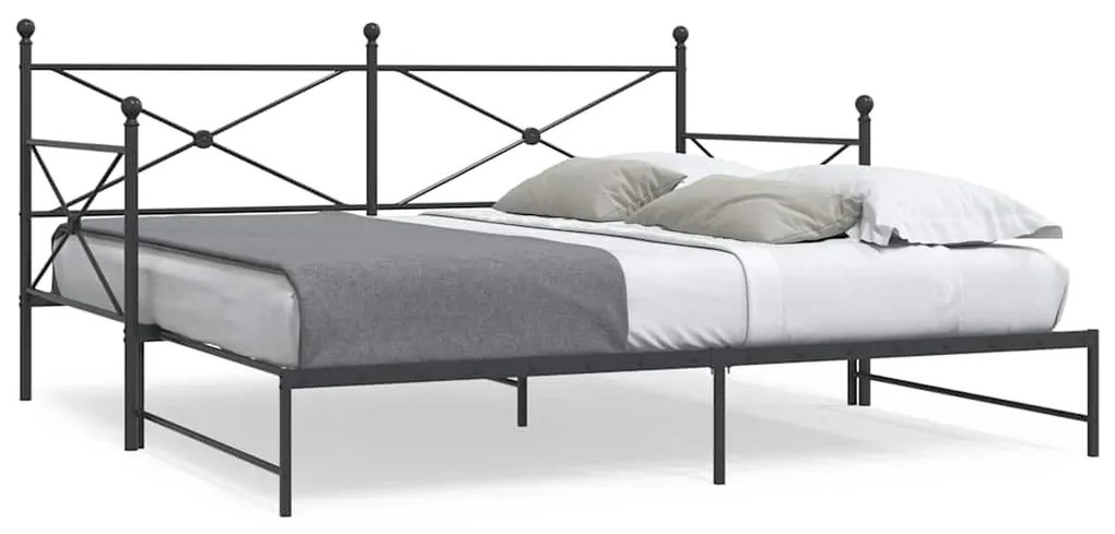 Cama de dia com gavetão sem colchão 100x200 cm aço preto
