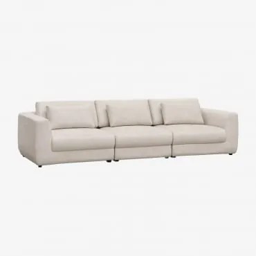 Sofá Modular De 3 Peças Com Encosto De Cabeça Regulável Em Altura Estofado Em Chenille Cataline Chenille Bege Creme - Sklum