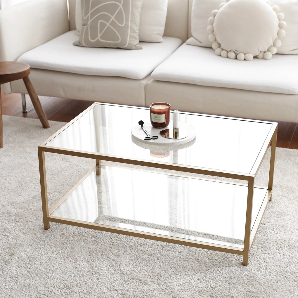 Mesa de Centro Astro – Dourada – 90x40x60 cm