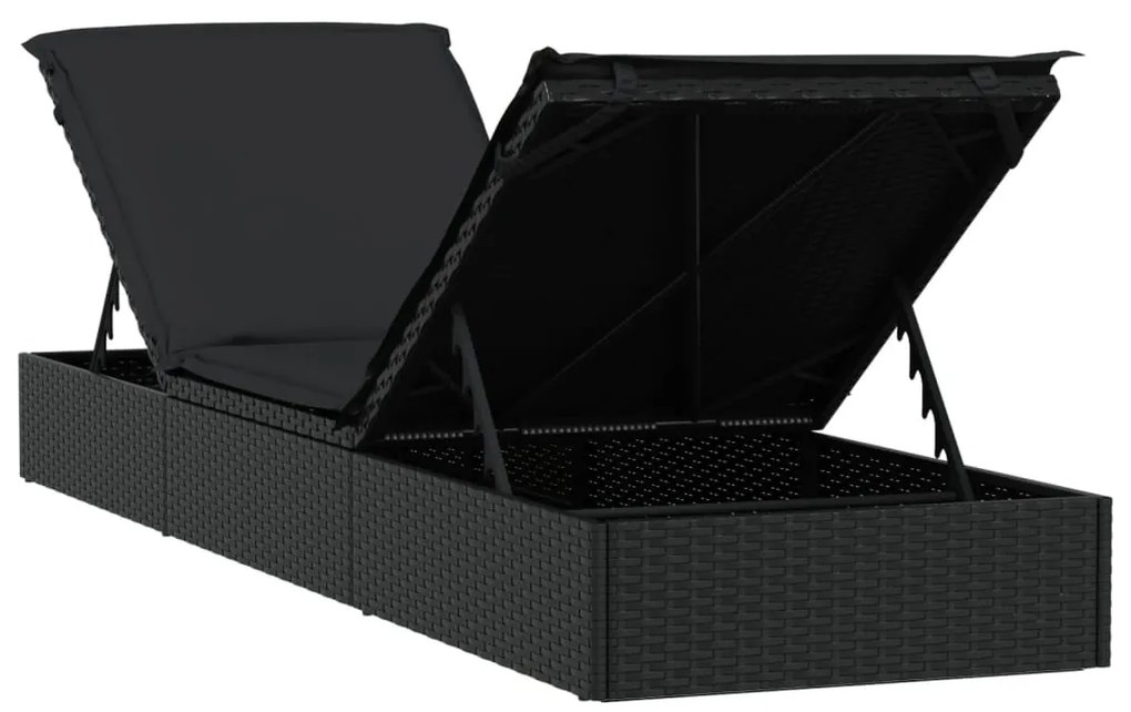 Espreguiçadeiras com mesa 2 pcs vime PE preto