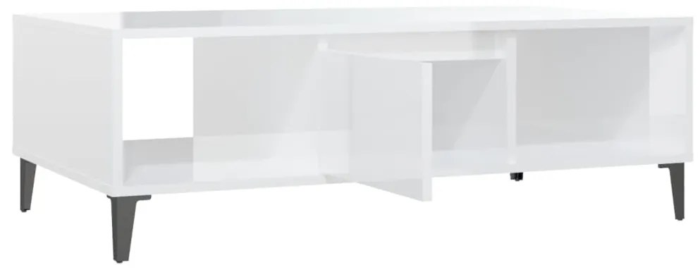 Mesa de centro 103,5x60x35 cm contraplacado branco brilhante