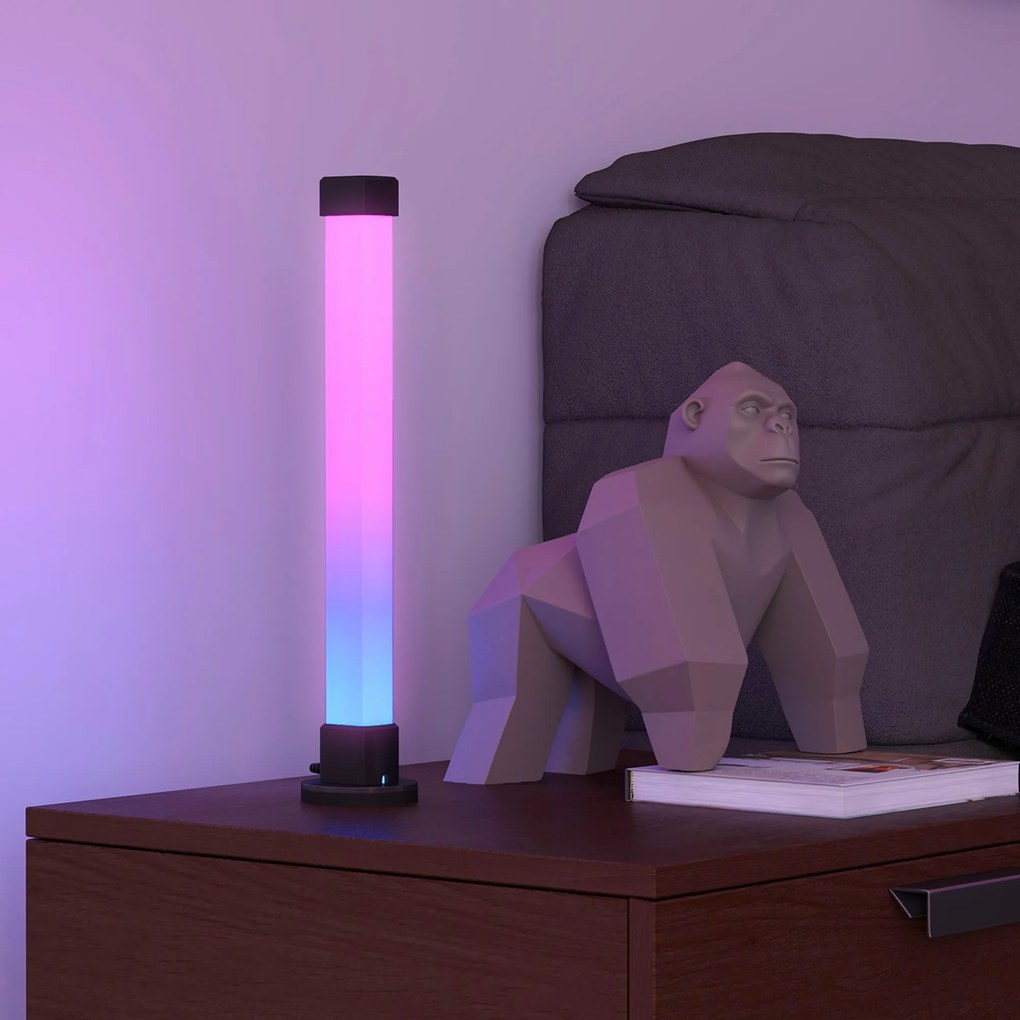 Conjunto de 2 Candeeiros de Mesa LED com Controlo Remoto App Bluetooth Sincronização com Música 6x6x32,5 cm Branco