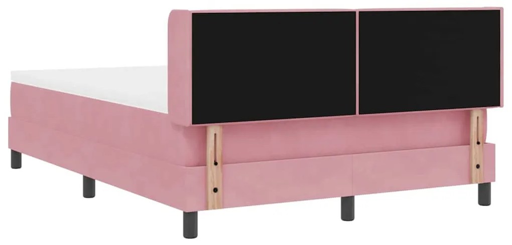 Cama Box Spring Rosa com Colchão 160x200 cm de Veludo