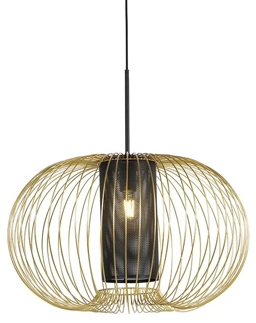 Candeeiro de suspensão design dourado com preto 60 cm - Marnie Design