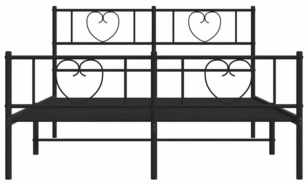 Estrutura de cama com cabeceira e pés 150x200 cm metal preto