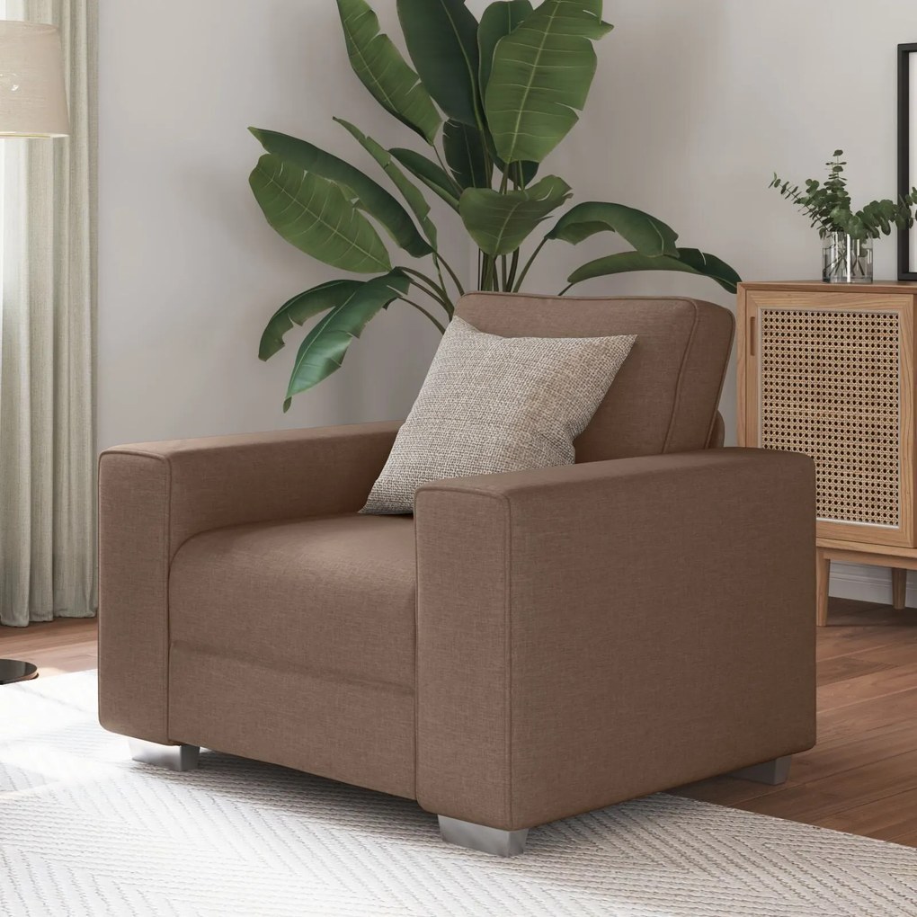 Poltrona vidaXL Castanha 59 cm Tecido