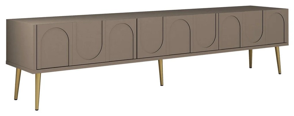 Móvel de TV "Lyon" – Taupe e Dourado – 180x43x35 cm – Design Elegante