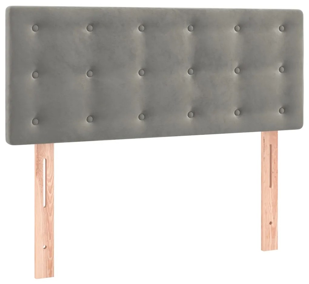 Cama com molas/colchão 100x200 cm veludo cinza-claro