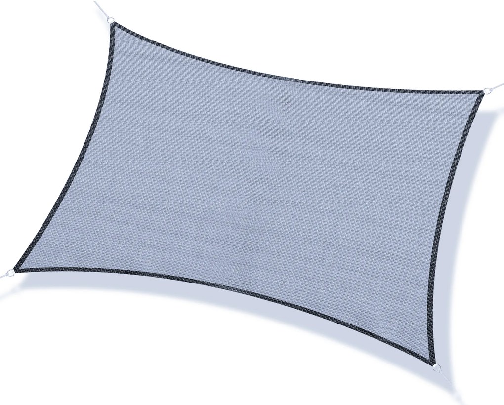 Outsunny Vela de Sombra Retangular 4x3 m Toldo Vela com Proteção UV Bolsa de Transporte Anéis de Aço Inoxidável e Cordas Cinza