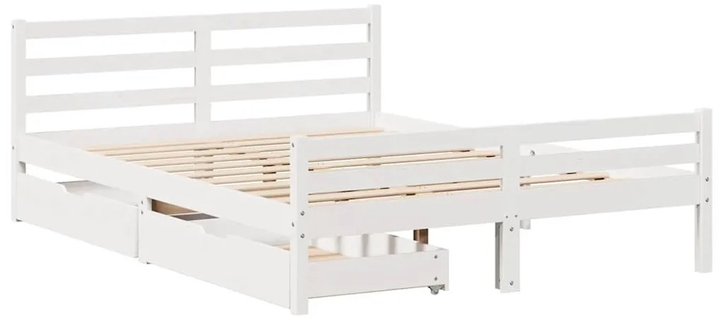 Cama sem colchão 150x200 cm madeira de pinho maciça branco