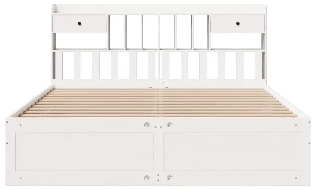 Cama com estante sem colchão 180x200 cm pinho maciço branco