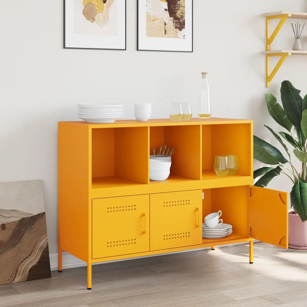 Aparador 100,5x39x79 cm aço amarelo mostarda