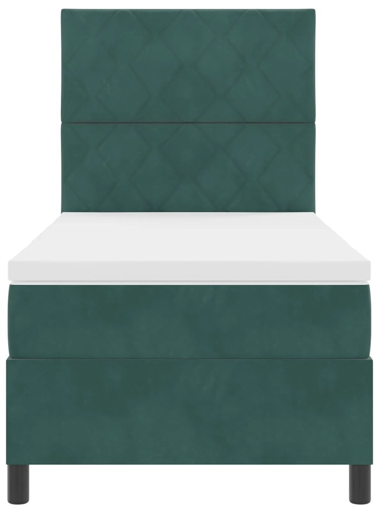 Cama Box com Colchão vidaXL Verde Escuro Solteiro Veludo