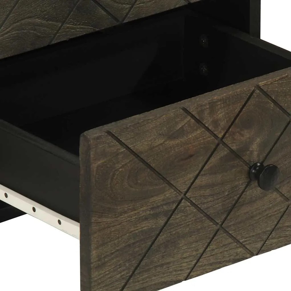 Mesa de cabeceira 40x33x46 cm madeira de mangueira maciça preto