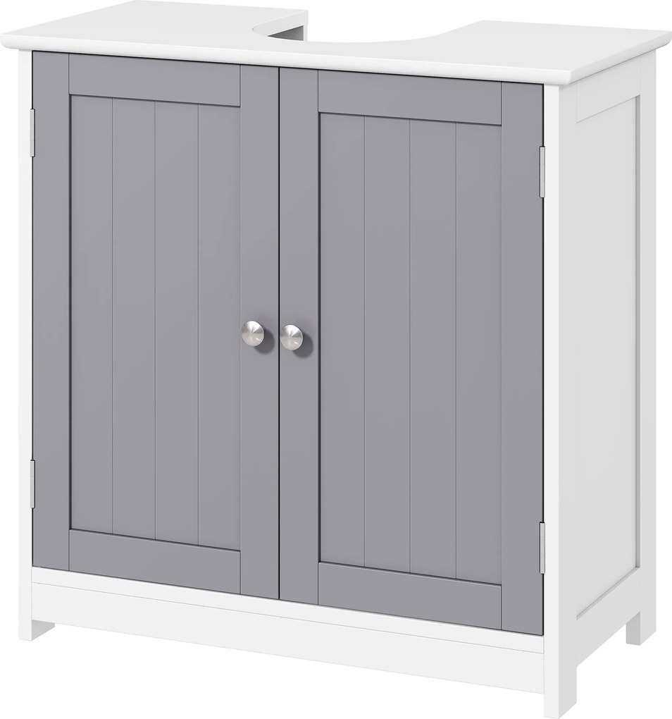 Móvel de casa de banho para lavatório (NÃO INCLUIDO) 60 x 30 x 60 cm a de 2 portas com prateleira cinza-branca