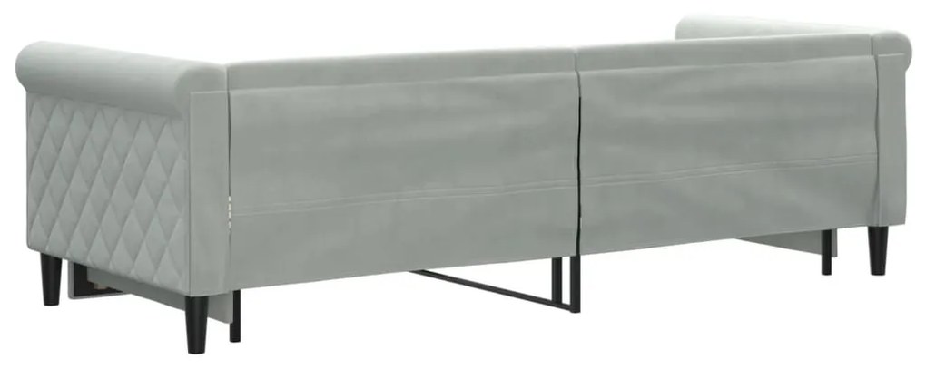 Sofá-cama com gavetão 80x200 cm veludo cinzento-claro