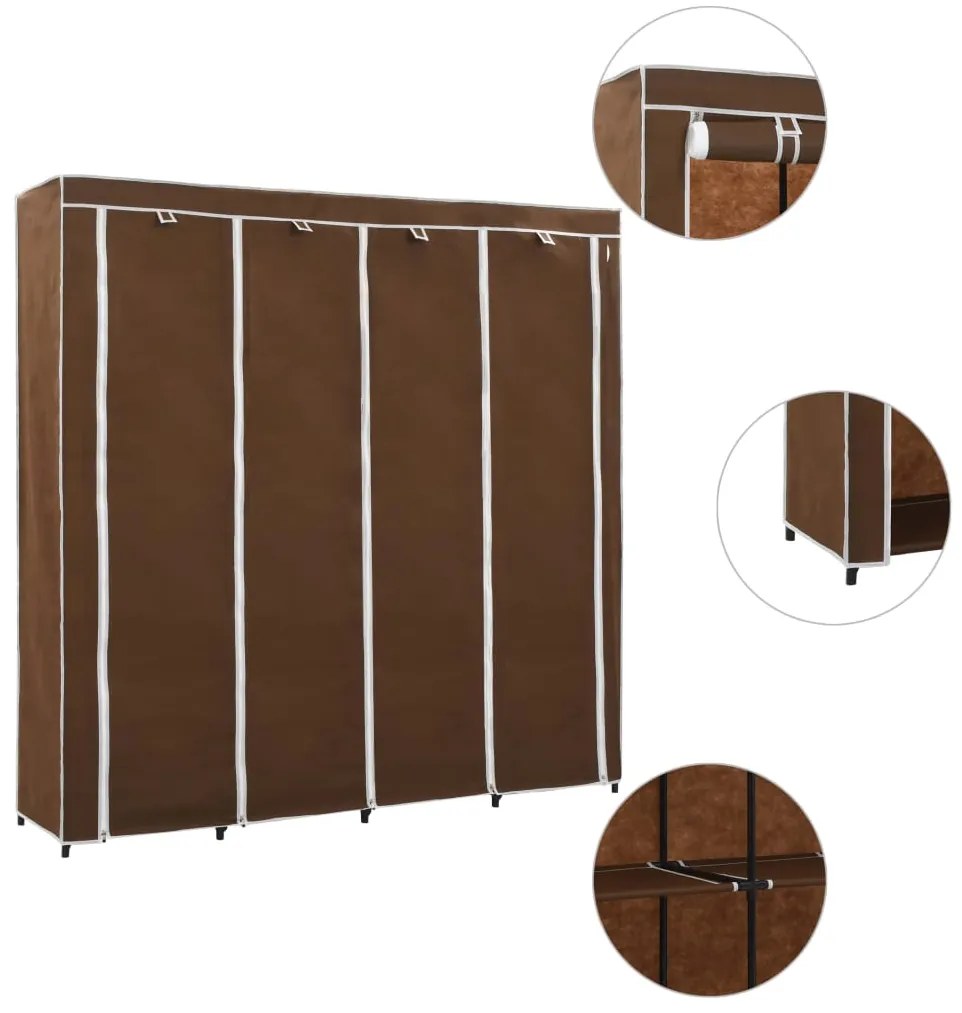 282446 vidaXL Roupeiro com 4 compartimentos 175x45x170 cm castanho