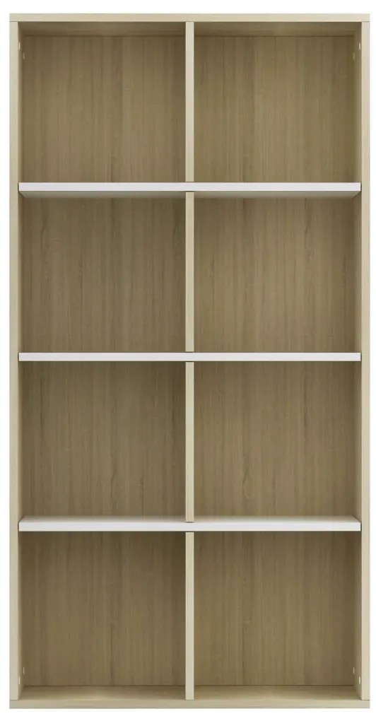 Estante/aparador 66x30x130cm contrapl. branco e carvalho sonoma