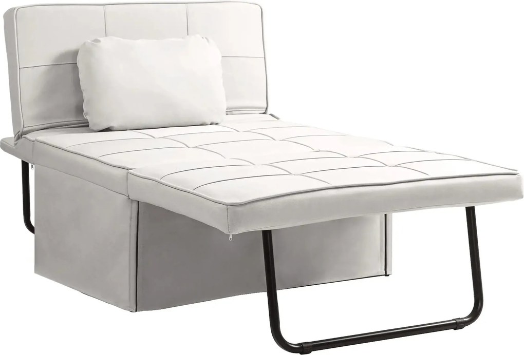 Sofá-Cama "Açores" 3 em 1 - Branco Gelo - 95x179x78 cm - Linho e Metal