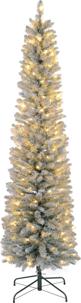 HOMCOM Árvore de Natal 210 cm Árvore de Natal Artificial Nevada com 180 Luzes LED e 405 Ramos Verde e Branco | Aosom Portugal