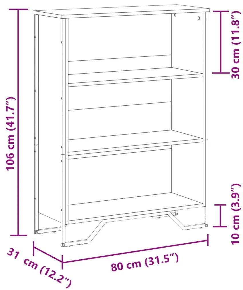 Estante 80x31x106 cm derivados de madeira cinzento sonoma