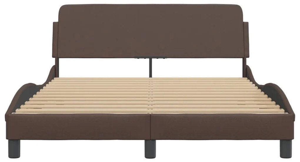 Estrutura cama c/ cabeceira 120x200cm couro artificial castanho