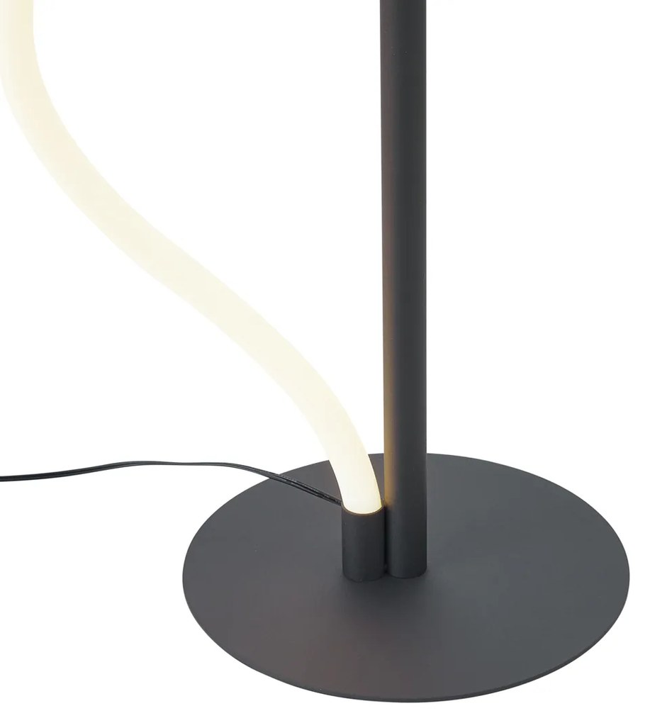 Candeeiro de pé moderno preto com LED regulável em 3 níveis - Twirl Moderno