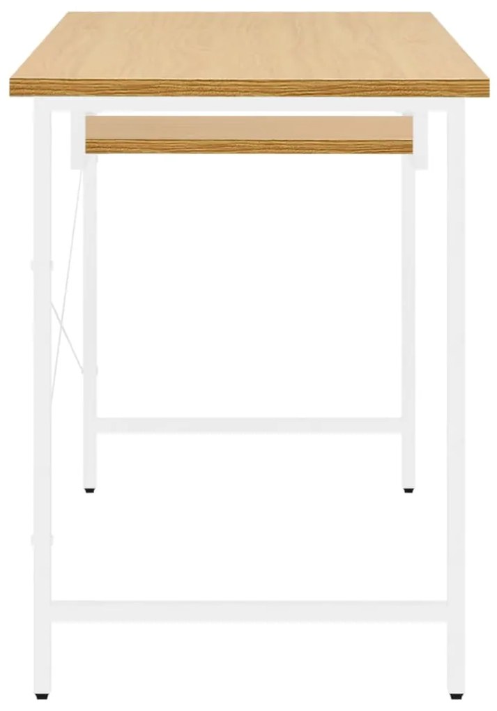 Secretária p/ PC 105x55x72cm MDF e metal branco/carvalho-claro